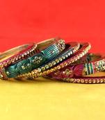 rajasthani lakh bangles muti coulor  stone size-2.4,2.6,2.8