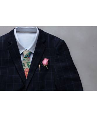PS Men by Payal Singhal Khaki Anaar Aur Mor Print Tie 2