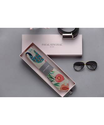 PS Men by Payal Singhal Khaki Anaar Aur Mor Print Tie 3