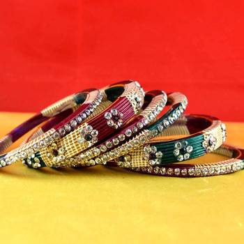 rajasthani lakh bangles muti coulor  stone size-2.4 1