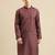 Sanwara Men Printed Wine Cotton Straight Kurta PR19