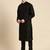 Sanwara Men's Black Embroidered Art Silk Ethnic Kurta