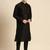 Sanwara Men's Black Embroidered Art Silk Ethnic Kurta