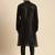 Sanwara Men's Black Embroidered Art Silk Ethnic Kurta
