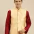 Sanwara Men's Light Gold Printed Art Silk Ethnic Bandi Jacket