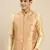 Sanwara Men's Peach Printed Art Silk Ethnic Bandi Jacket