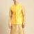 Sanwara Men's Yellow Printed Art Silk Ethnic Bandi Jacket