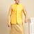 Sanwara Men's Yellow Printed Art Silk Ethnic Bandi Jacket