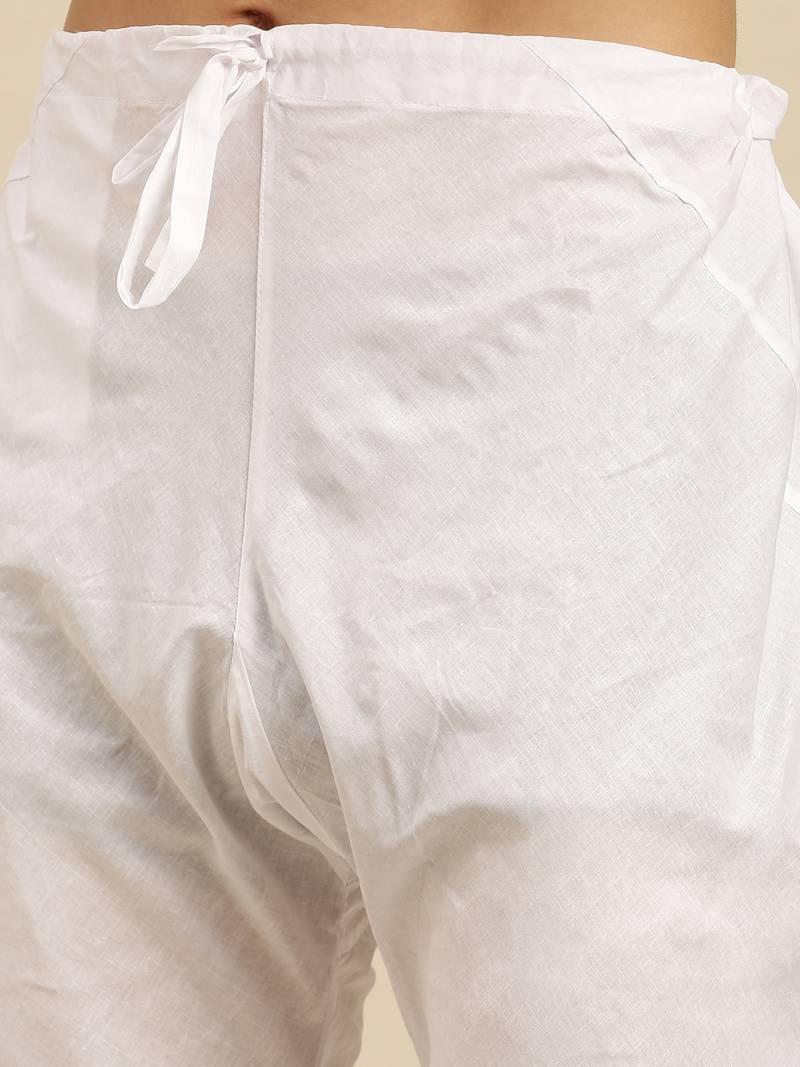 Sanwara Men Grey Cotton Chikankari Embroidery Kurta Pyjama