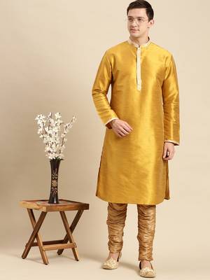 Sanwara Men's Solid Deep Beige Colour Art Silk Brijesh Pant 4