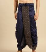 Sanwara Men's Traditional Blue Coloured Embroidered Art Silk Dhoti