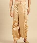 Sanwara Men's Traditional Deep Beige Coloured Plain Art Silk Dhoti