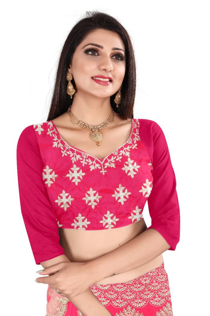 Pink Embroidered Silk Lehenga Choli