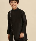 Solid Black Art Silk Kurta For Boys