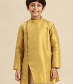 Solid Rich Gold Art Silk Kurta For Boys