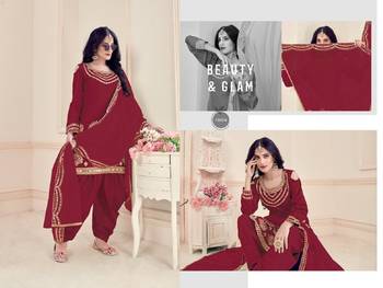 Maroon Embroidered Real Mirror Works Cotton Salwar  2