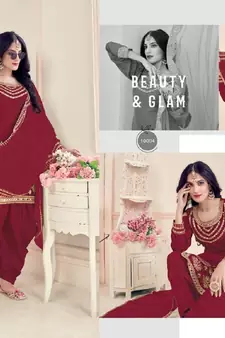 Maroon Embroidered Real Mirror Works Cotton Salwar 