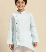 Solid Sky Blue Cotton Kurta For Boys
