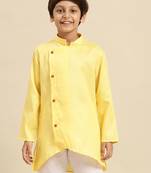 Solid Yellow Cotton Kurta For Boys