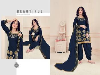 Blue Embroidered Real Mirror Works Cotton Salwar Semi Stitched 2