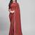 Rust Coloured Sequined Embroidered Georgette Saree with Blouse Piece