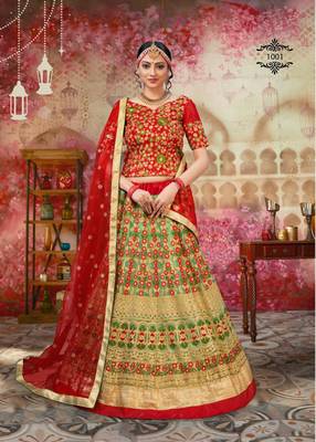 Green Sequence Embroidery Party Wear Net Lehenga Choli  1