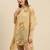 Deep Beige Printed Floral Design Stone Work Kaftan