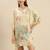 Cream Printed Floral Design Stone Work Kaftan