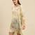 Cream Printed Floral Design Stone Work Kaftan