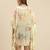 Cream Printed Floral Design Stone Work Kaftan