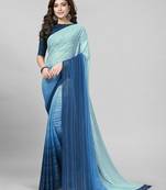 Blue Coloured Embellished Silk Saree with Blouse Piece