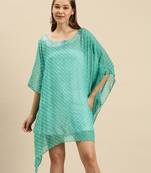 Green Striped Floral Design Stone Work Kaftan