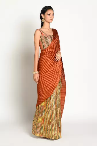 Tangerine Aayat Saree