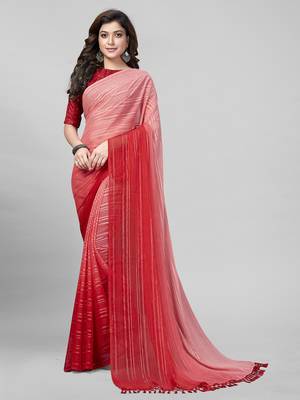 Pink Coloured Embellished Silk Saree with Blouse Piece 1