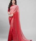 Pink Coloured Embellished Silk Saree with Blouse Piece