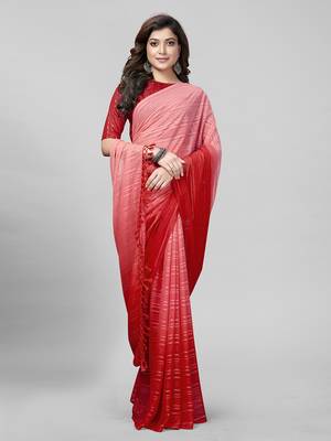 Pink Coloured Embellished Silk Saree with Blouse Piece 2