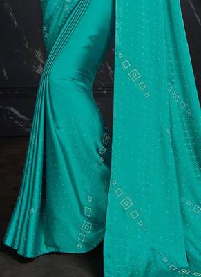 Sy Blue Swarovski Work Satin Saree 2