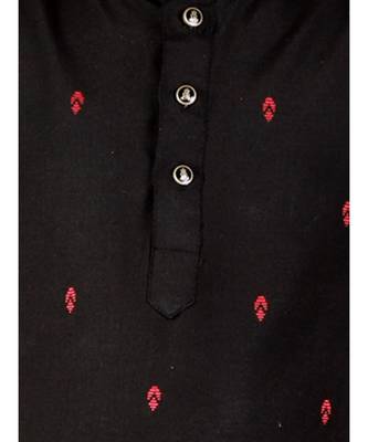 Black Printed Cotton Boys Kurta Pajama Set 2
