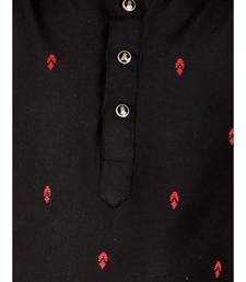 Black Printed Cotton Boys Kurta Pajama Set