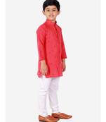 Maroon Printed Cotton Boys Kurta Pajama Set