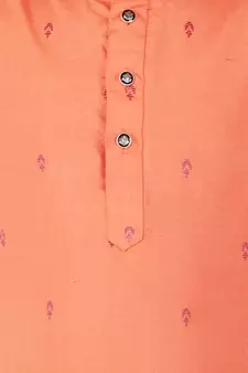 Orange Printed Cotton Boys Kurta Pajama Set