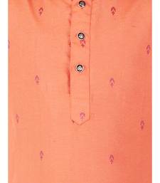 Orange Printed Cotton Boys Kurta Pajama Set