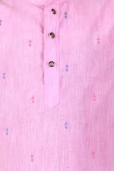 Pink Printed Cotton Boys Kurta Pajama Set