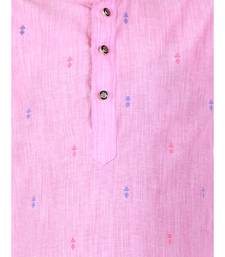 Pink Printed Cotton Boys Kurta Pajama Set