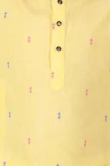 Yellow Printed Cotton Boys Kurta Pajama Set