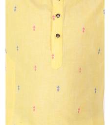 Yellow Printed Cotton Boys Kurta Pajama Set