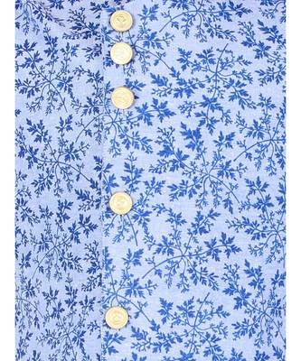 Blue Floral Design Cotton Boys Cut Kurta Pajama Set 3