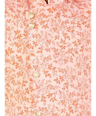 Orange Floral Design Cotton Boys Cut Kurta Pajama Set 4