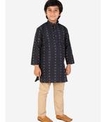 Black stripe Design Cotton Boys Kurta Pajama Set