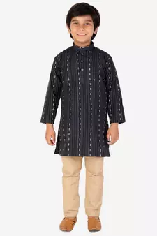 Black stripe Design Cotton Boys Kurta Pajama Set